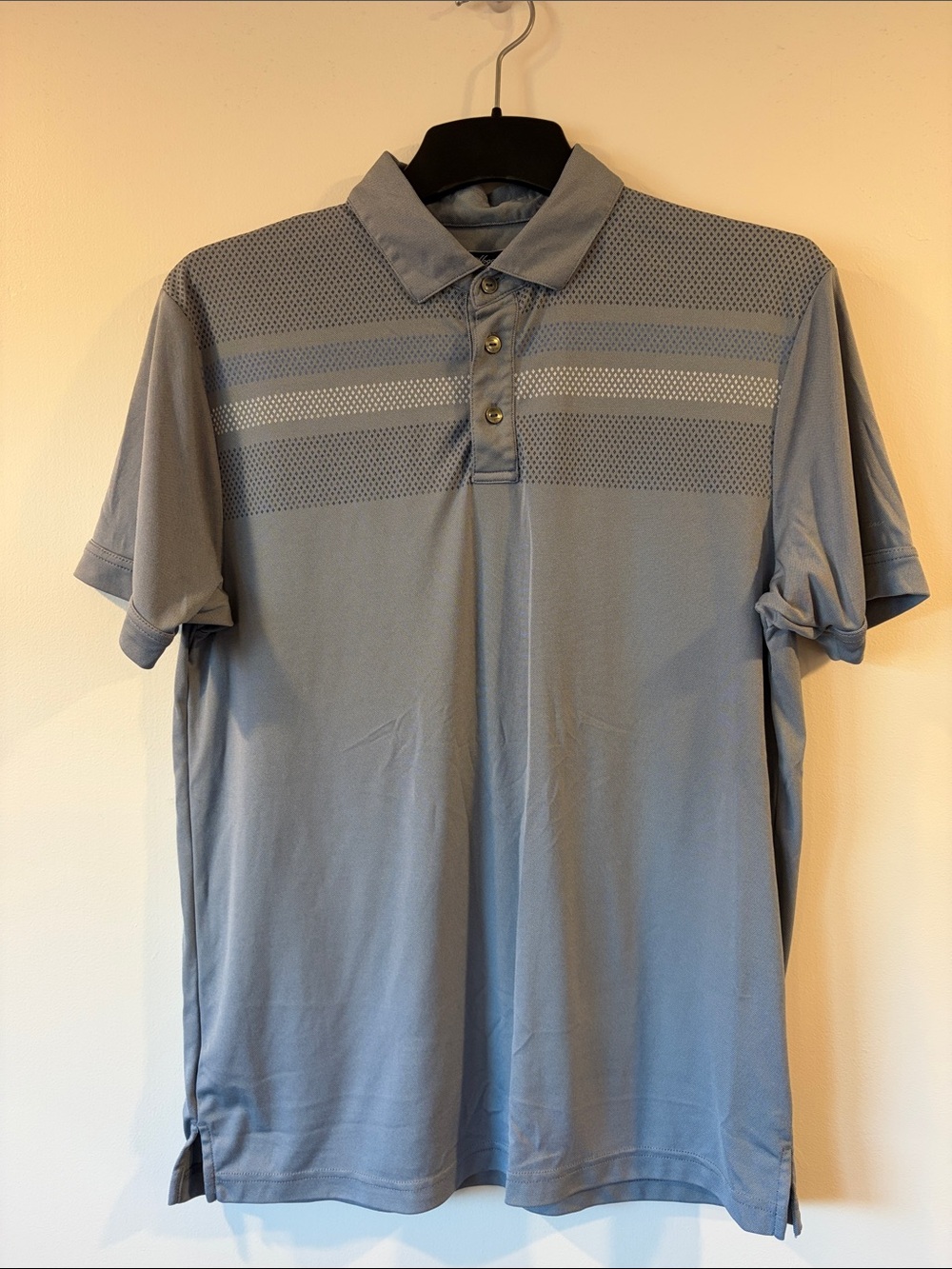 Hogan Light Blue Mesh-Striped Polo